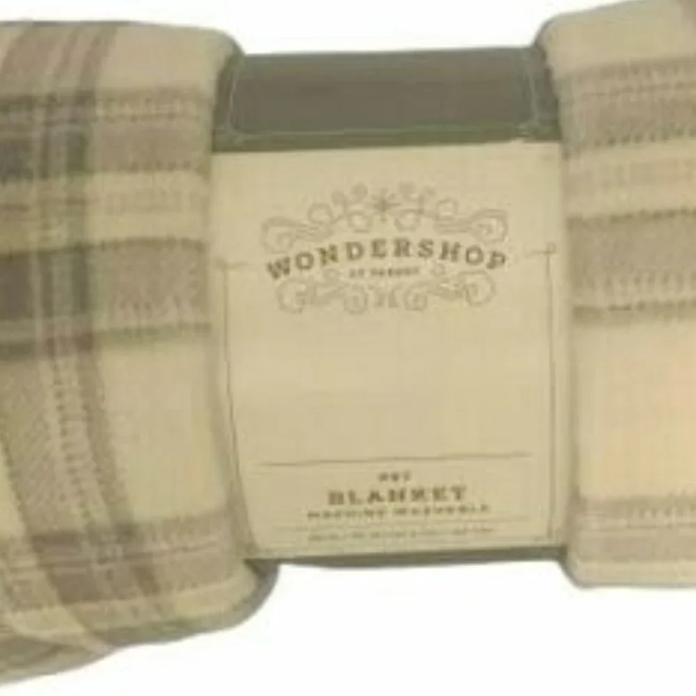 Dogs/Cats Blanket Soft &Comfortable White/Gray Plaid Sz40X50/ WONDERSHOP